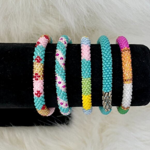 HAND CRAFTED in Nepal Beaded Bracelets (set of 5) #1003 - Picture 6 of 6